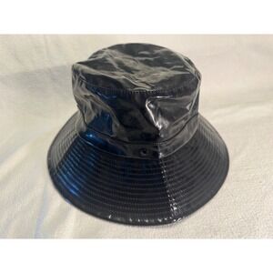 Karl Lagerfeld Paris Mens Black Patent Bucket Hat High Shine Streetwear RN 54163